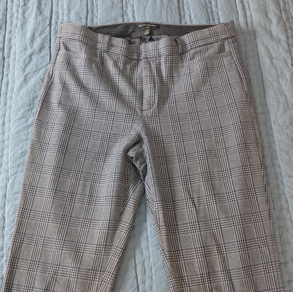 Banana Republic Gray Plaid Sloan Trousers